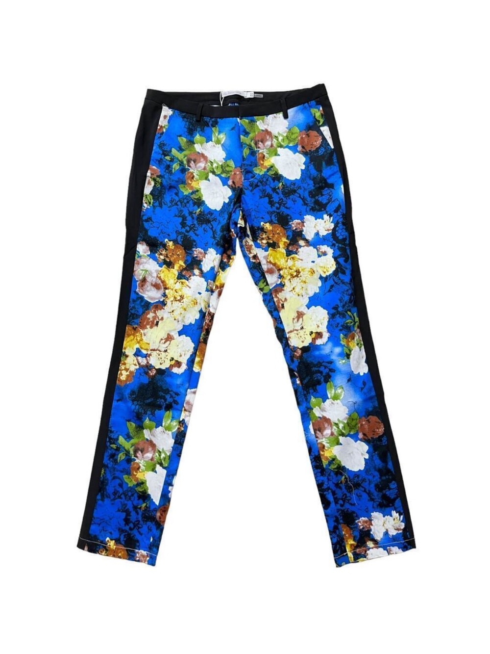 Lucy Paris Floral Tuxedo Stripe Straight Leg Trouser Pants Womens Sz Medium NWT
